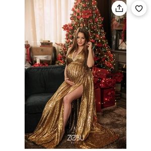 Etsy Gold Sequin Maternity Gown